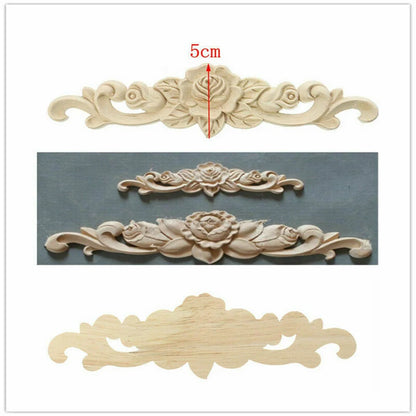 20X5cm Woodcarving Decal Exquisite Classical Wooden Decoration Inlaid With Flower Lines Edges Wooden Furniture Decor Accessories