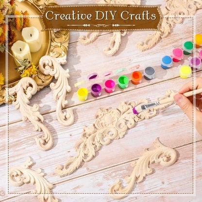 Decorative Wood Appliques and Onlays Natural Furniture Wall Door Wood Carving DIY Corner Frame Wood Craft Cabinet Wardrobe Decor
