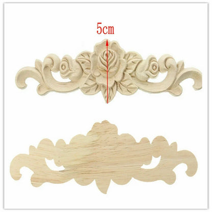 20X5cm Woodcarving Decal Exquisite Classical Wooden Decoration Inlaid With Flower Lines Edges Wooden Furniture Decor Accessories