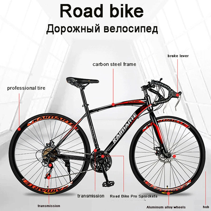 Road Bike, High Carbon Steel, Adult Bicycle, 21 Speed, 700C, Best-Selling, Various Colors Available