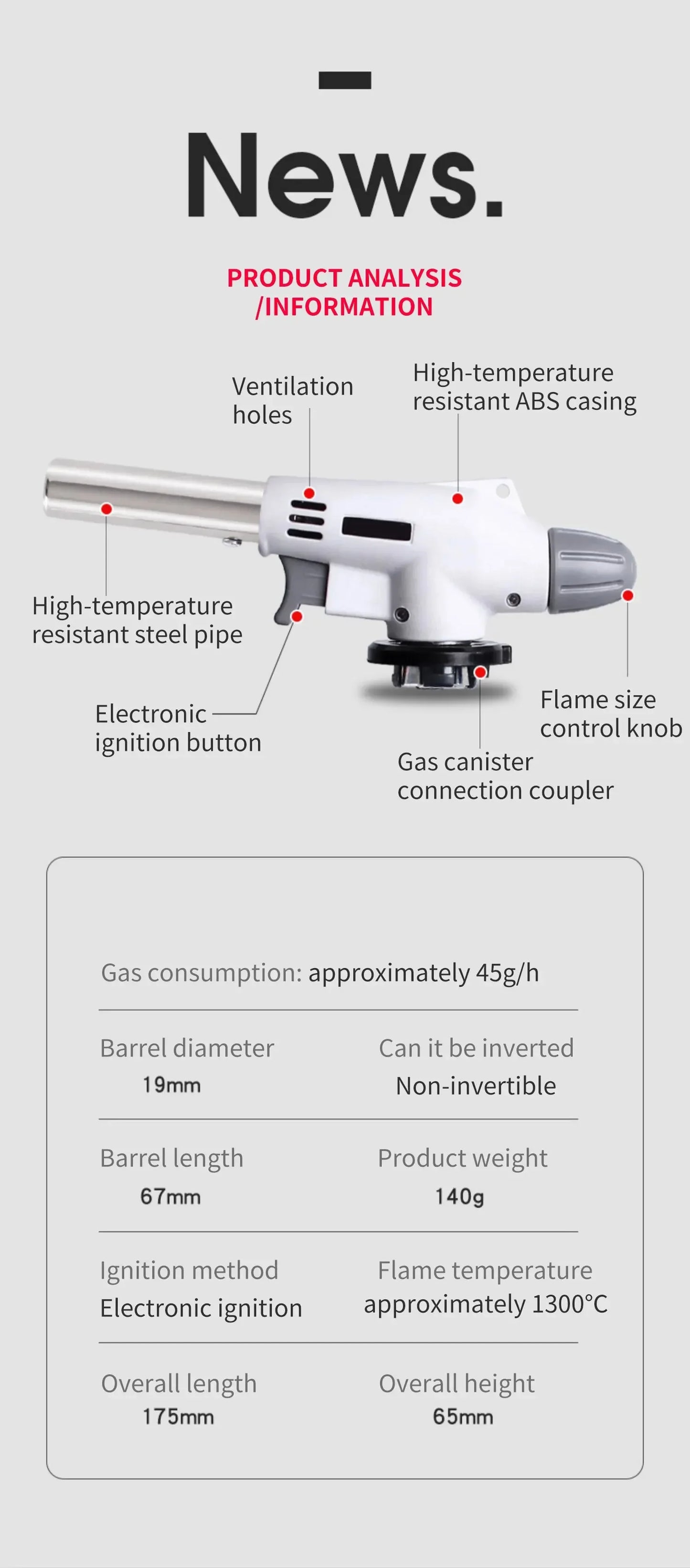 Handy Flame Gun  Welding Gas Burner Flame Gas Torch Flame Gun Blow for BBQ Camping Cooking  camping equipment