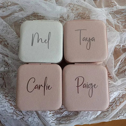 Personalized Bridesmaid Gifts Travel Jewelry Case with Name Customized Gift for Birthdays Bridesmaids Valentine Wedding Gifts