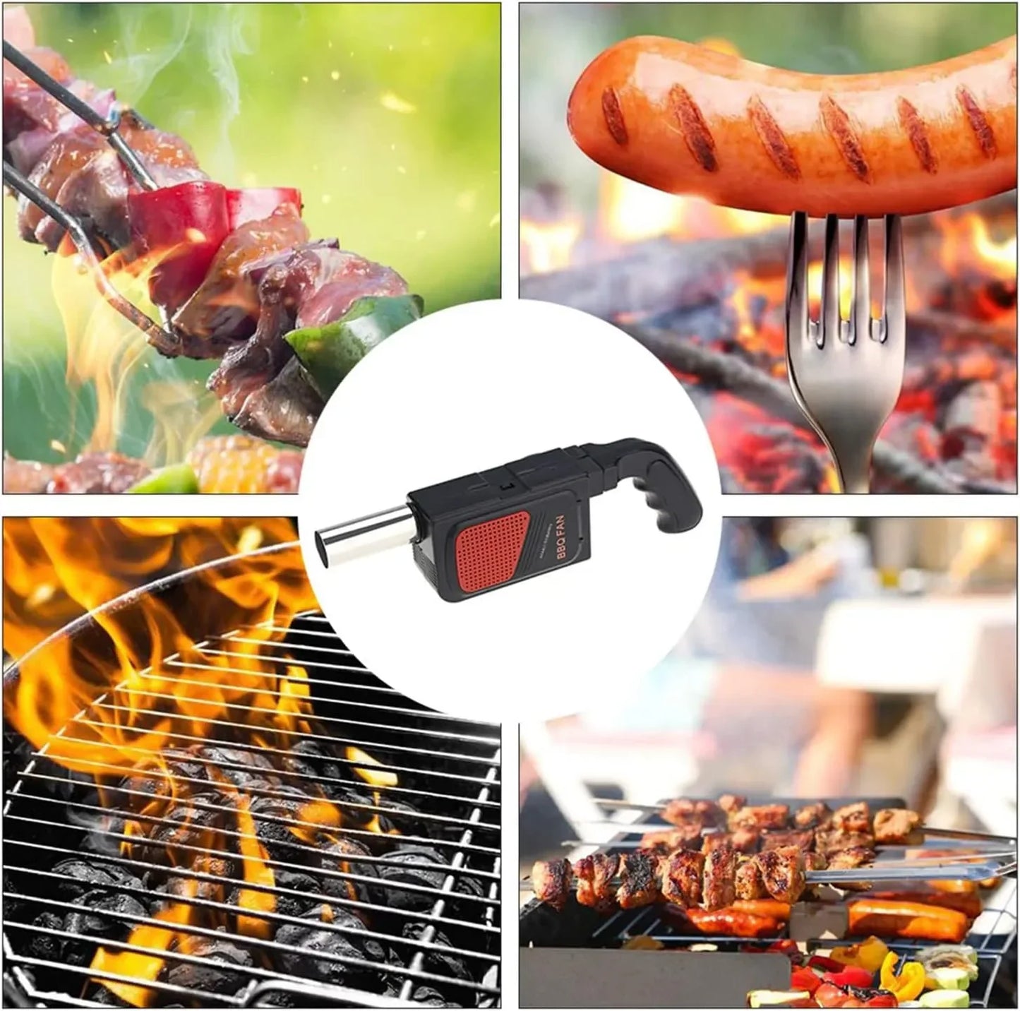Handheld Electric BBQ Fan Air Blower Portable for Outdoor Camping Barbecue Picnic BBQ Cooking Tool Bakery Grill Accessories