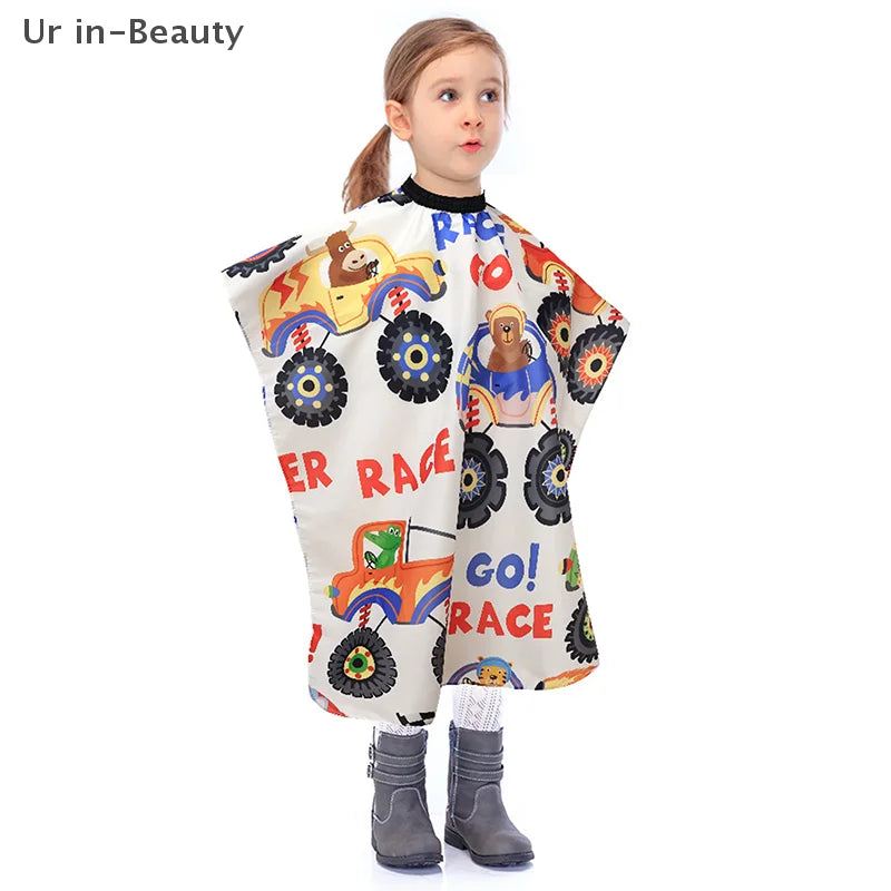 Kids Cartoon Car Haircut Hairdresser Cape Professional Hair-Cut Salon Barber Wrap Cutting Gown Hair Care Styling Supplies