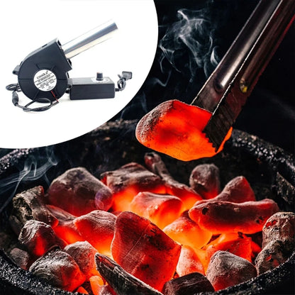 220V BBQ Fan Small Blast Engine with Air Collecting Adjustable Speed Cooking Tool Handheld Barbecue Blower Camping